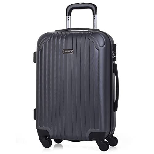 ITACA - Maleta Cabina Avion Pequeña con Ruedas Hombre Mujer. Maleta de Viaje Rígida 4 Ruedas 55 cm ABS. Equipaje de Mano con candado de combinación. Ligera. Low Cost. T71550, Color Antracita