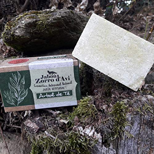 Jabón Zorro D’Avi | Jabón Natural Árbol de Té | 120 gr | Jabón Corporal para Pieles Grasas | Jabón Biodegradable Zero Waste | Repelente Anti-Piojos | Fabricado en España