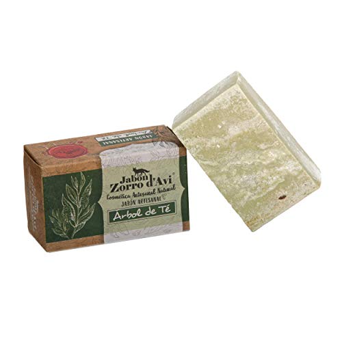 Jabón Zorro D’Avi | Jabón Natural Árbol de Té | 120 gr | Jabón Corporal para Pieles Grasas | Jabón Biodegradable Zero Waste | Repelente Anti-Piojos | Fabricado en España