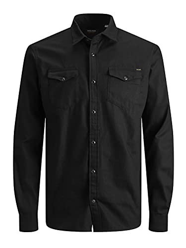 Jack & Jones Jjesheridan Shirt L/s Camisa Vaquera, Negro (Black Denim Fit:Slim), X-Large para Hombre