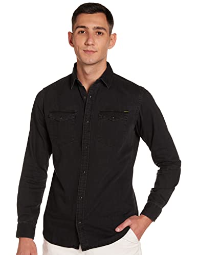 Jack & Jones Jjesheridan Shirt L/s Camisa Vaquera, Negro (Black Denim Fit:Slim), X-Large para Hombre