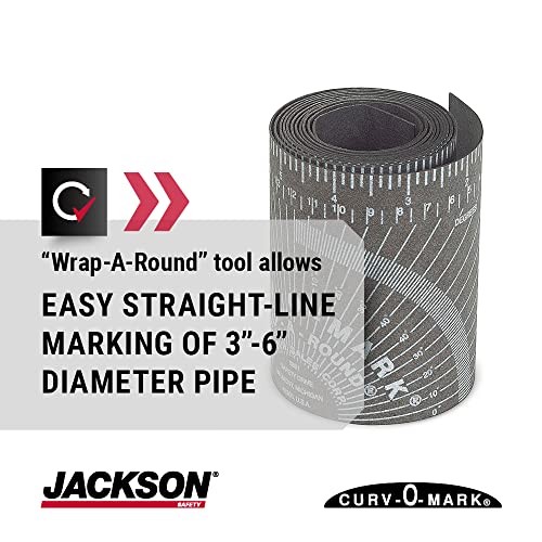 Jackson Safety 14752 Curv-O-Mark Wrap-A-Round Ruler, Medium, 3" to 6" Pipe Diameter, Color Negro, 3.88" x 4'