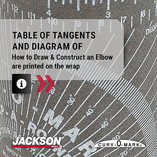 Jackson Safety 14752 Curv-O-Mark Wrap-A-Round Ruler, Medium, 3" to 6" Pipe Diameter, Color Negro, 3.88" x 4'