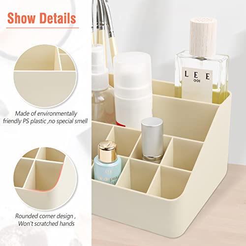 JatilEr Organizador de maquillaje con cajones, organizador de tocador, organizador de cosméticos con compartimentos, caja de almacenamiento de perfume, organizador de belleza silicona (albaricoque)