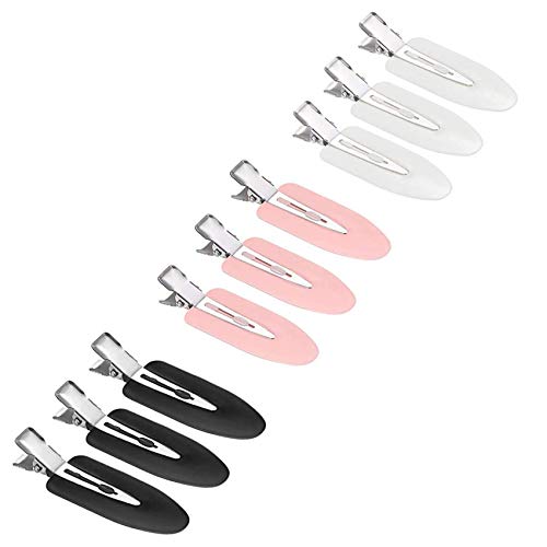 JeoPoom Pinzas para el Pelo sin Doblar Clips[9 Piezas], Sin Dobleces, Sin Marcas, Sin Arrugas, Herramienta de Clips de Peinado(Negro, Blanco, Rosa)