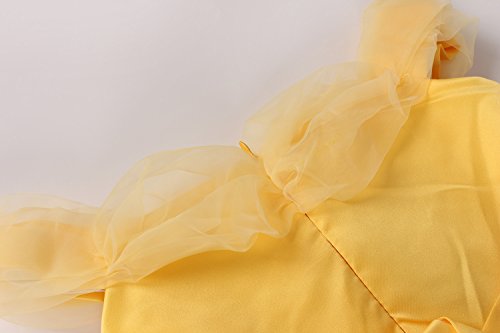 JerrisApparel Niña Princesa Belle Disfraz Tul Fiesta Trajes Vestido (4 años, Amarillo 1 con Accesorios)