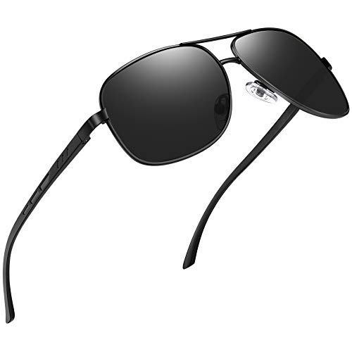 Joopin Gafas de Sol Hombre Polarizadas Aviador UV400 Protección Clásicas Cuadradas Retro para Conducir y Deportes al Aire Libre Negras