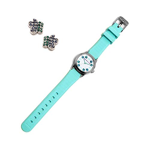 Juego Agatha Ruiz De La Prada Reloj Agr255 Azul Niña Pendientes Plata Ley 925M Flor Circonitas - Modelo: Agr255