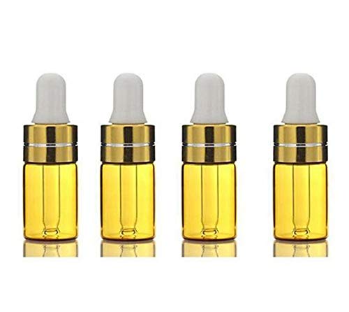 Juego de 12 botellas de cristal de 1/4 de 1 ml con tapón de goteo de cristal ámbar para aceites esenciales perfume aromaterapia líquida loción muestra contenedores