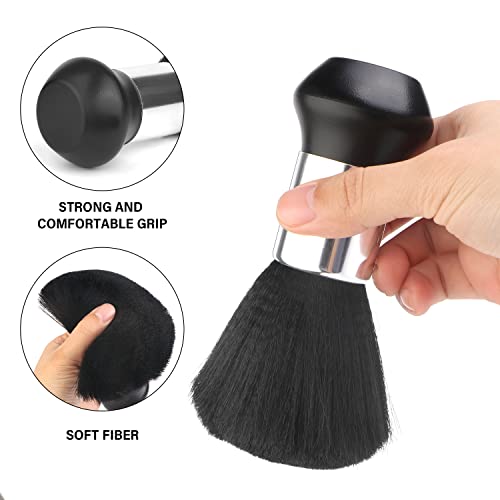 Juego de Capa Peluqueria Negra, Capa Ajustable Profesional para Salón de Belleza con Cepillo de Cuello y Hebilla Metálicapara Barbero, Capa Peluqueria Adulto para Barberías y Salones de Belleza