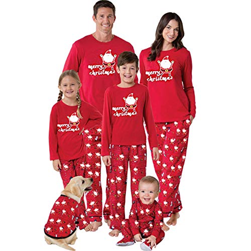 K-youth Ropa de Casa Familia Conjunto de Pijamas Familiares Unisexo Papá Noel Pijamas de Navidad Familiares Ropa de Dormir Padre Hijo Manga Larga Tops y Pantalones Largos(Mujer, S)