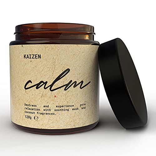 KAIZEN Vela Aromatica Relajante, Fórmula Natural - Velas Aromaticas Grandes para Mejorar Calidad Sueño - Vela Aromática, Reduce Ansiedad - Velas Perfumadas Grandes, Hasta 30 Horas de Duración, 120gr