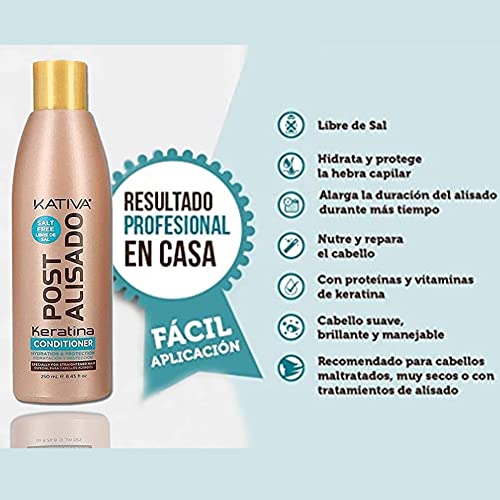 KATIVA Acondicionador Post Alisado - Sin Parabenos ni sulfatos 250 ml