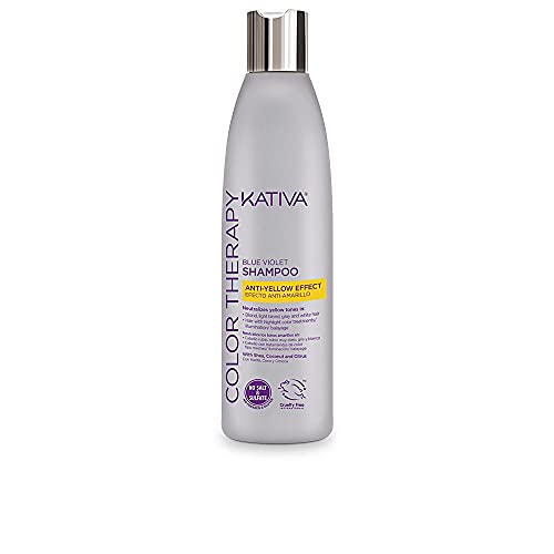 Kativa Color Therapy Champú Matizador Violeta Azul para Cabellos Rubios, Grises y Canas - 250 ml