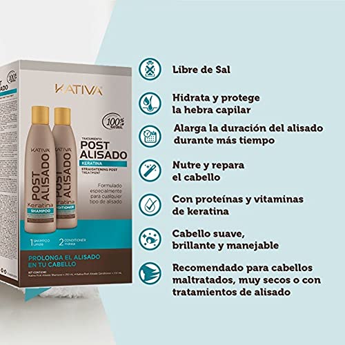 KATIVA Pack Alisado Brasileño de Keratina + Post Alisado de 2 Uds 650 ml