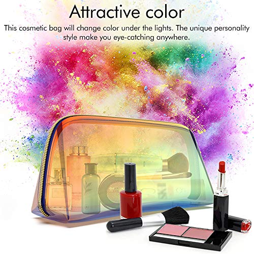 KBNIAN 2pcs Bolsa de Maquillaje Holográfica Bolsa de Cosméticos de TPU Impermeable Bolsas de Aseo Multicolor Neceser de Maquillaje de Viaje Portátil con Cremallera para Artículo de Tocador Mujer Niña