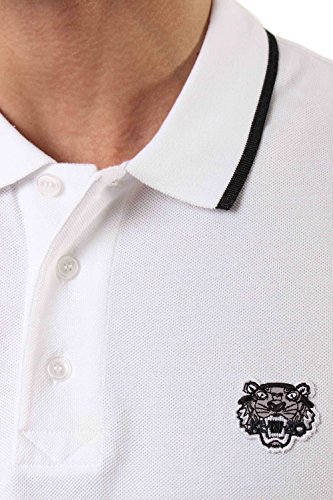 Kenzo Embroidered Tiger Tipped Polo Small WHITE