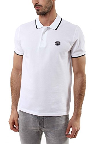 Kenzo Embroidered Tiger Tipped Polo Small WHITE