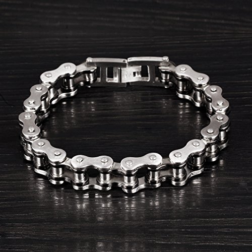 Keybella Elegante De Acero Inoxidable Moto Biker Cadena Pulsera 8,5 Pulgadas para Hombre Chico