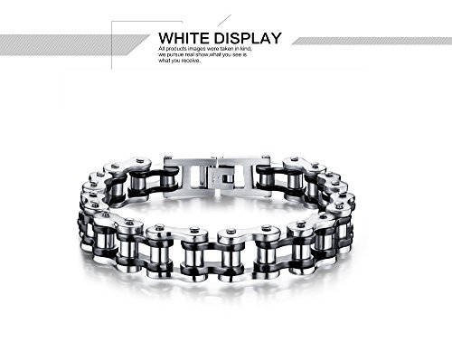 Keybella Elegante De Acero Inoxidable Moto Biker Cadena Pulsera 8,5 Pulgadas para Hombre Chico