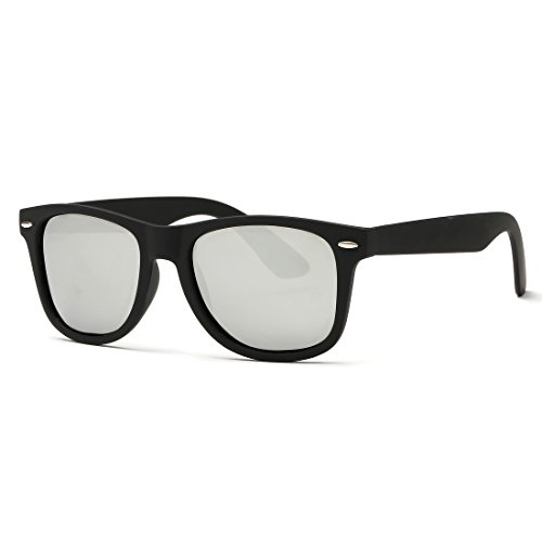 kimorn Polarizado Gafas De Sol Clásico Unisexo Cuerno Rimmed Años 80 Retro AE0300 (Negro&Plata, 52)