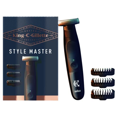 King C. Gillette Style Master Recortadora de Barba y Cortapelos Inalámbrica Hombre con Hoja 4D, Regalos Originales para Hombre