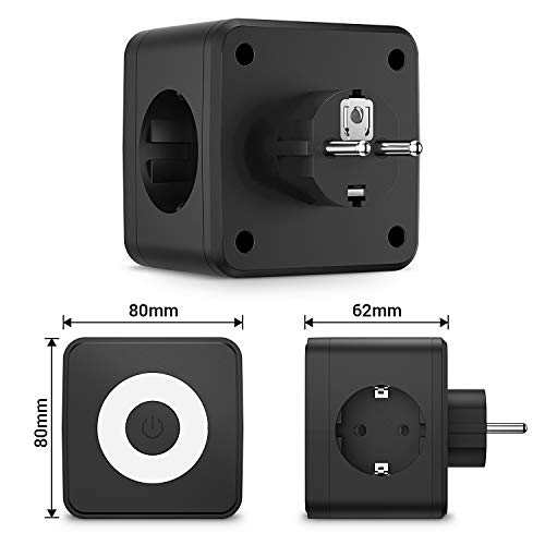 Kinglink Enchufe USB, 5 en 1 Cubo Ladron Enchufes con 3 puertos USB(3.4A max), (250V/10A) Enchufe USB Pared, Cubo Enchufe Multiple Pared con Luz indicadora, Enchufe USB Negro con Phone, Pad