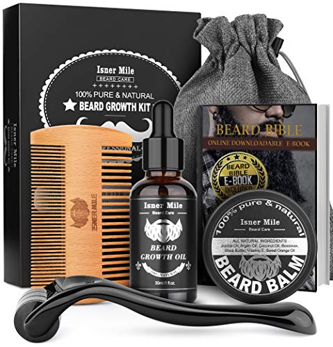 Kit Crecimiento de Barba con Aceite Natural Barba, Bálsamo, Peine, Bolsa Almacenamiento, Estimula, Promueve el Crecimiento del Bigote, los Mejores Regalos Para Hombres, Papá, Padre, Novio 1