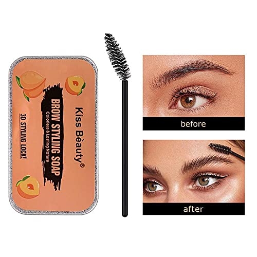 Kit de jabón moldeador de cejas 3D Gel fijador de cejas Cera moldeadora de cejas resistente al agua de larga duración Pomada de tinte para cejas con cepillo Jabón para peinar cejas para mujeres