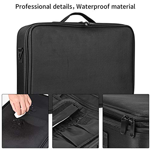 Kit de Maquillaje Neceser Make Up Bolso de Cosméticos Portable Organizador Maletín para Maquillaje Maleta de Makeup Profesional con Cinturón de Hombro(Doble Capa)