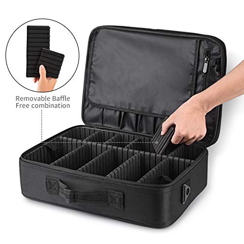 Kit de Maquillaje Neceser Make Up Bolso de Cosméticos Portable Organizador Maletín para Maquillaje Maleta de Makeup Profesional con Cinturón de Hombro(Doble Capa)