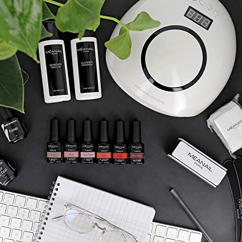 Kit Manicura Semipermanente, Secador de Uñas Lampara LED UV Uñas 48W, 6 Esmaltes Semipermanentes, Base Coat Top Coal, Kit Uñas de Gel Completo - Cruelty free, Méanail