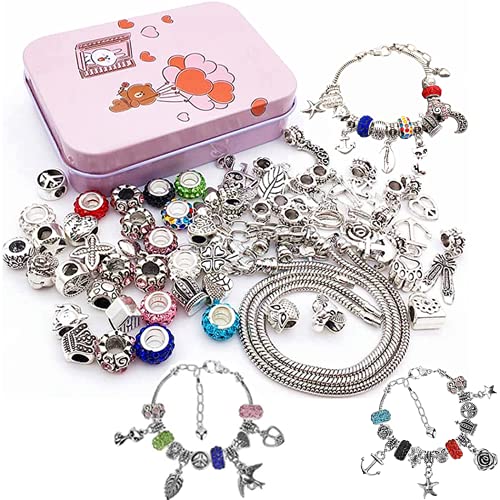 Kit para Hacer Pulseras Niñas, Regalo Original Niñas , Kit fabricación Joyas niñas, Juego para niña, Kits para Hacer bisutería, Regalo Año Nuevo Cumpleaños Navidad para Niñas de 5-17 Años(56pcs 1)