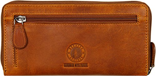 Klondike 1896 Digger Cartera Tarjetero Mujer Viola en Piel con Monedero y Cremallera - Coñac