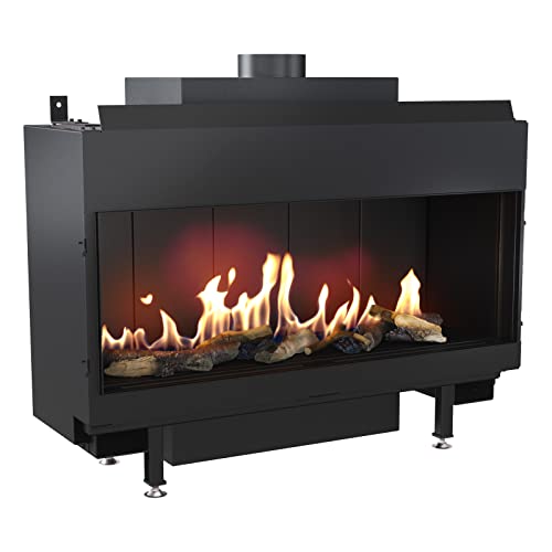 Kratki Leo / 100 / G20 Leo 100 Inserto de Chimenea de Gas, acristalamiento Frontal, Combustible: Gas Natural (GN), Acero, Potencia calorífica Nominal: 9 kW, EEI 94,4