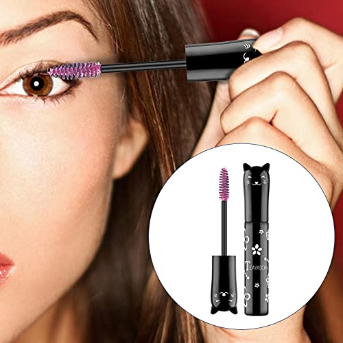 Ksruee Maquillaje de Ojos Máscara de pestañas de 6 Colores Efecto de pestañas postizas Máscara de pestañas Lavable, Aumenta la Longitud de Las pestañas Definición de Volumen Lifting Curling Uso