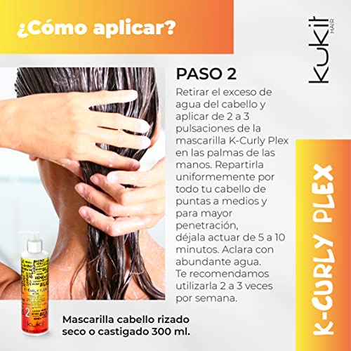 Kukit Hair | K-Curly Plex | Mascarilla Definidora de Rizos (300 ml) | alto grado de nutrición y reparación profunda | Cabellos Rizados u Ondulados, Secos , Encrespados