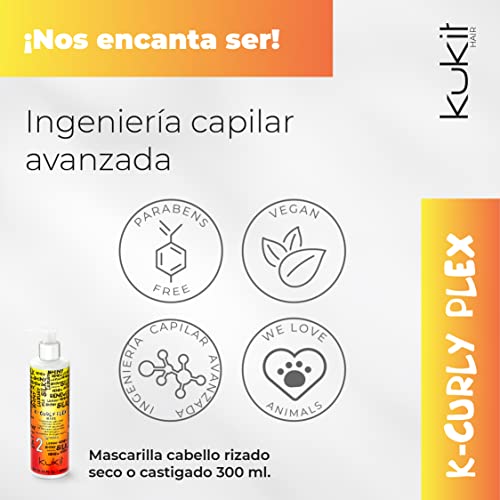 Kukit Hair | K-Curly Plex | Mascarilla Definidora de Rizos (300 ml) | alto grado de nutrición y reparación profunda | Cabellos Rizados u Ondulados, Secos , Encrespados