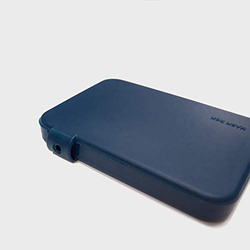 Kumundo Box - Caja/Funda de silicona de alta calidad para guardar mascarillas fácil de colgar. Porta mascarillas. Tarjetero. Fabricado es España. (Azul)