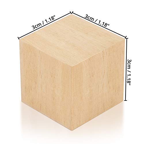 Kurtzy Bloques de Madera Cuadrados Pequeños (Pack de 30) - 3 x 3 x 3 cm Cubo Madera Pino Natural sin Acabado - Bloque Madera Educativo Manualidades para Bricolaje, Rompecabezas, Números