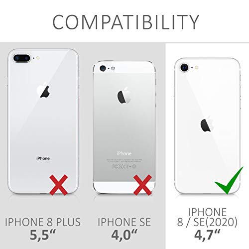 kwmobile 3X Película Compatible con Apple iPhone 8 / SE (2020) - Lámina Adhesiva Protectora Transparente para el Cristal Trasero