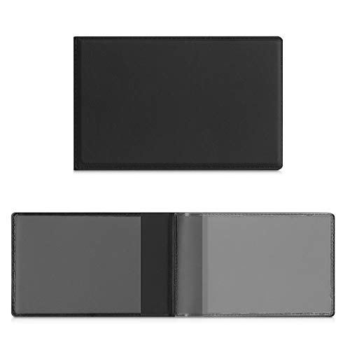 kwmobile Funda de piel sintética para identificación - Cartera plegable de 10 x 6.5 CM doblada para tarjetas DNI - negro