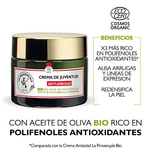 La Provençale BIO, Crema Facial Antiarrugas con Aceite de Oliva BIO, Hidrata, Reafirma, Tonifica y Recupera la Elasticidad para Todo de Pieles, 50ml