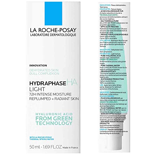 La Roche-Posay Hydraphase Textura Ligera | Loción Hidratante Para Rostro Y Escote | Rehidrata E Ilumina | Con Ácido Hialurónico | Pieles Sensibles, color Blanco, 50 ml