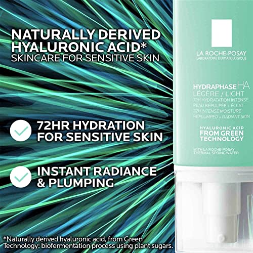 La Roche-Posay Hydraphase Textura Ligera | Loción Hidratante Para Rostro Y Escote | Rehidrata E Ilumina | Con Ácido Hialurónico | Pieles Sensibles, color Blanco, 50 ml