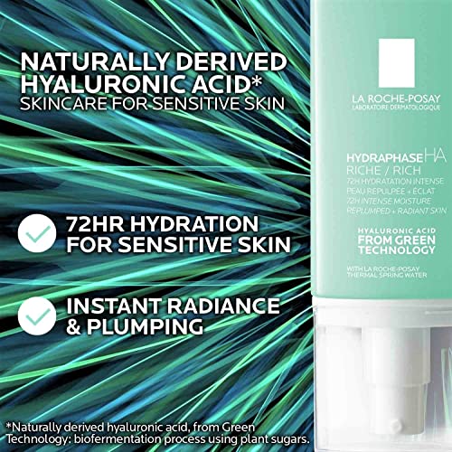 La Roche-Posay Hydraphase Textura Rica | Crema Hidratante Para Pieles Muy Secas | Hidratación Intensa | Ácido Hialurónico Puro De Origen Natural, color Blanco, 50 ml