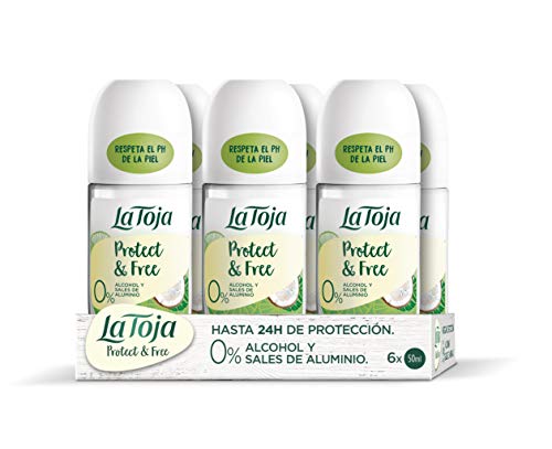 La Toja Protect & Free Desodorante Roll-on Coco y Lima - Unidades de 50ml (300ml), 6 Unidad