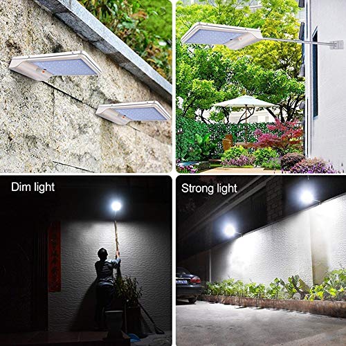 Lámpara Solar Luces Jardín 42 LED Solares Exterior foco LED Sensor de Movimiento 6000K Impermeable iluminación Vial Blanco Luz del Inalámbricas Camino, Valla, Cubierta, Patio, Garaje, 2 Piezas