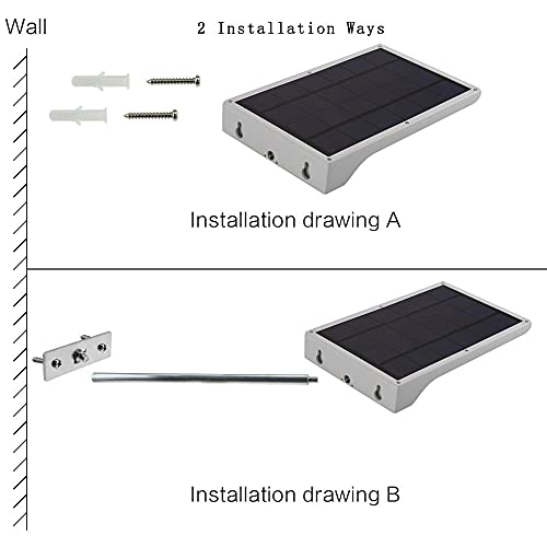 Lámpara Solar Luces Jardín 42 LED Solares Exterior foco LED Sensor de Movimiento 6000K Impermeable iluminación Vial Blanco Luz del Inalámbricas Camino, Valla, Cubierta, Patio, Garaje, 2 Piezas