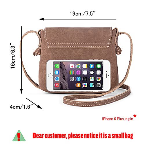 LaRechor Bolso Bandolera para Mujer Pequeño con Cerradura Antirrobo, Retro Mini Bolso de Hombro Crossbody Bolsa Bag (Marrón)